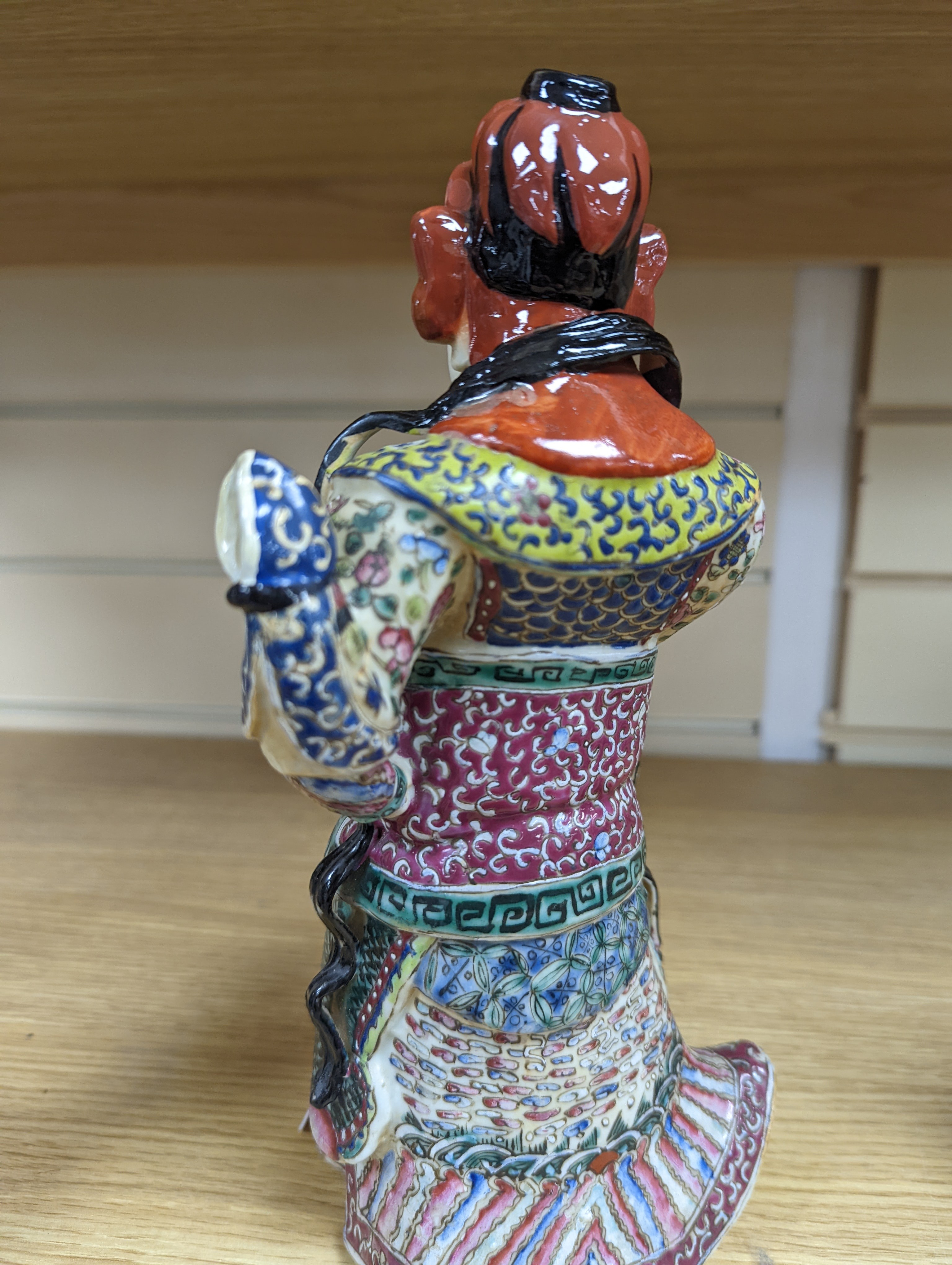 A Chinese enamelled porcelain figure of a General, Republic period, 26cm